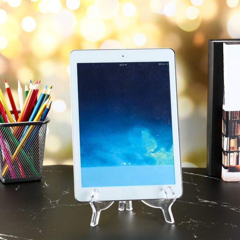 HESTYA 3 Pieces 4.5/7/9.8 Inch Clear Acrylic Easels Display Stands Plate Stands Holders to Display Pictures or Other Items for Weddings, Birthdays, Home Decoration, Tables - Image 3